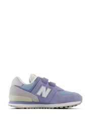 New Balance Blue Boys Hook and Loop 574 Trainers - Image 1 of 7