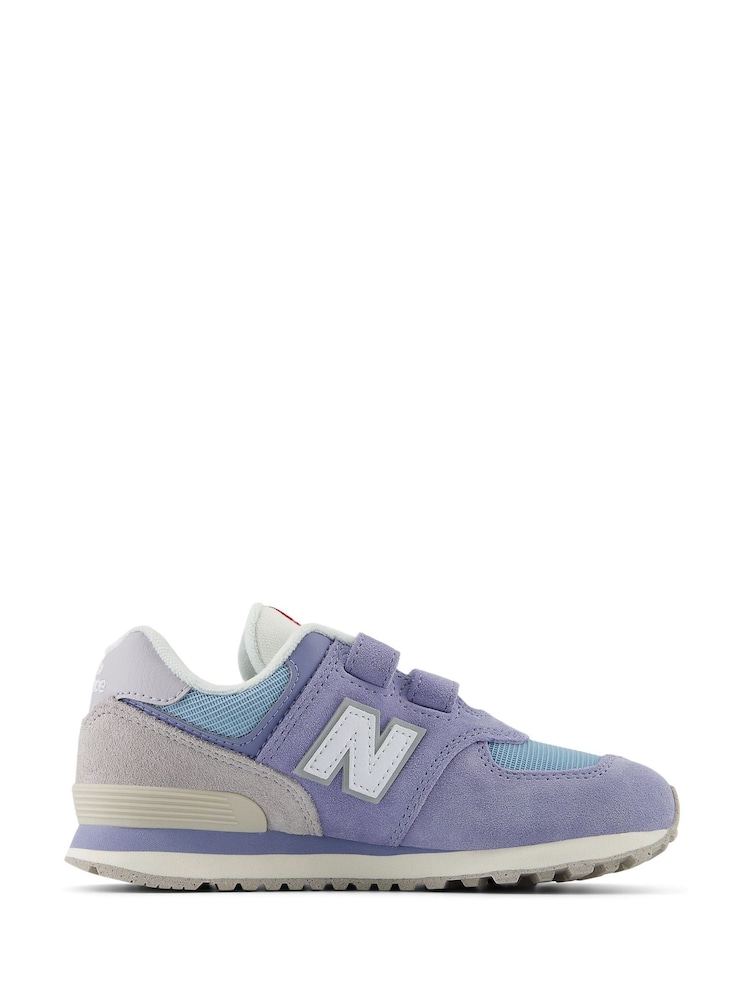 New Balance Blue Boys Hook and Loop 574 Trainers - Image 1 of 7