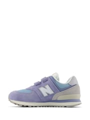 New Balance Blue Boys Hook and Loop 574 Trainers - Image 2 of 7