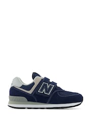 New Balance Navy Boys Hook and Loop 574 Trainers - Image 1 of 6