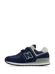 New Balance Navy Boys Hook and Loop 574 Trainers - Image 2 of 6