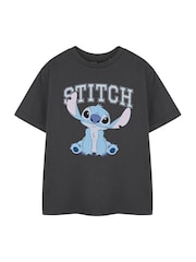 Vanilla Underground Grey Girls Stitch Disney Licensed 100% Cotton T-Shirt - Image 1 of 6