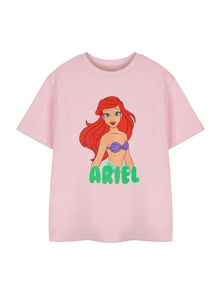 Vanilla Underground Pink Ariel Girls Disney Princess Licensed 100% Cotton T-Shirt - Image 1 of 6