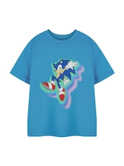 Vanilla Underground Blue Boys Sonic The Hedgehog Licensed 100% Cotton T-Shirt - Image 1 of 6