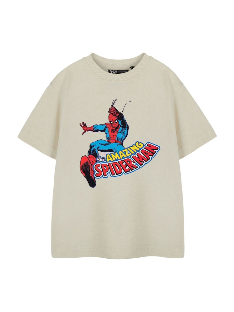 Vanilla Underground Cream Boys Marvel Spiderman Licensed 100% Cotton T-Shirt - Image 1 of 6