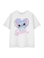 Vanilla Underground White Girls Stitch Disney Licensed 100% Cotton T-Shirt - Image 1 of 4