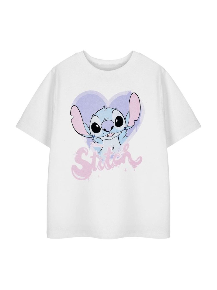 Vanilla Underground White Girls Stitch Disney Licensed 100% Cotton T-Shirt - Image 1 of 4