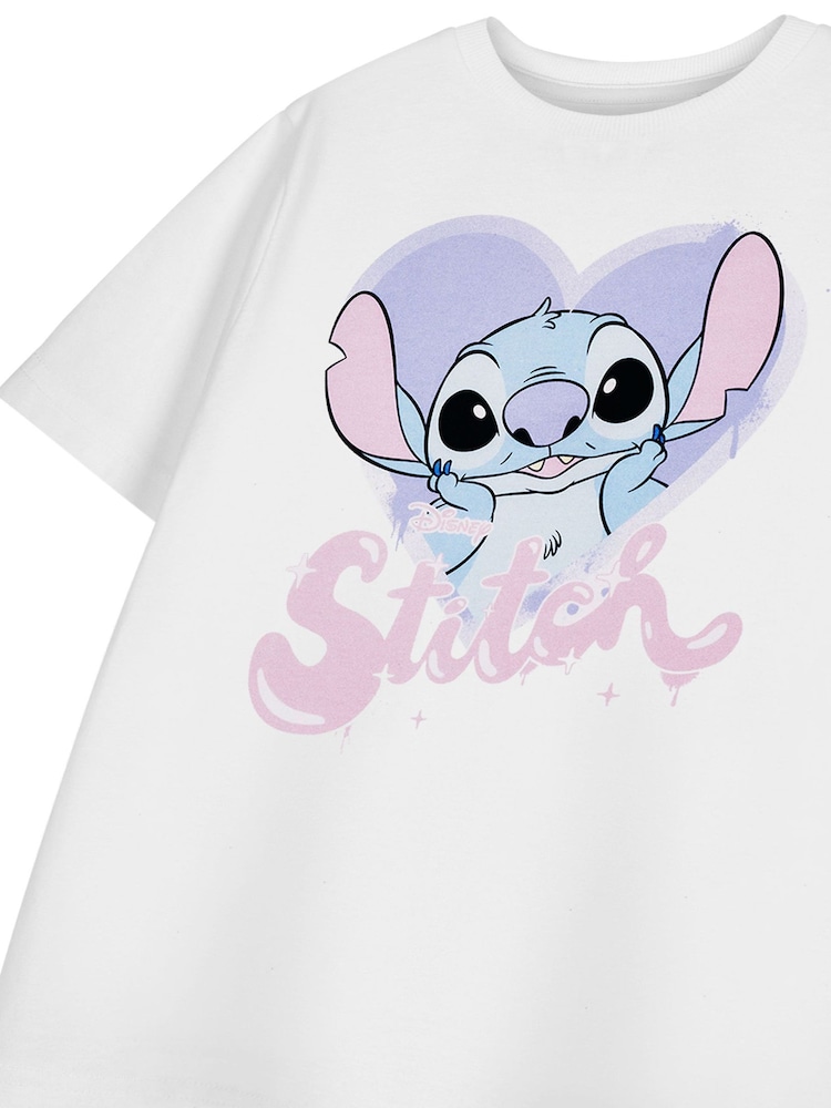 Vanilla Underground White Girls Stitch Disney Licensed 100% Cotton T-Shirt - Image 3 of 4