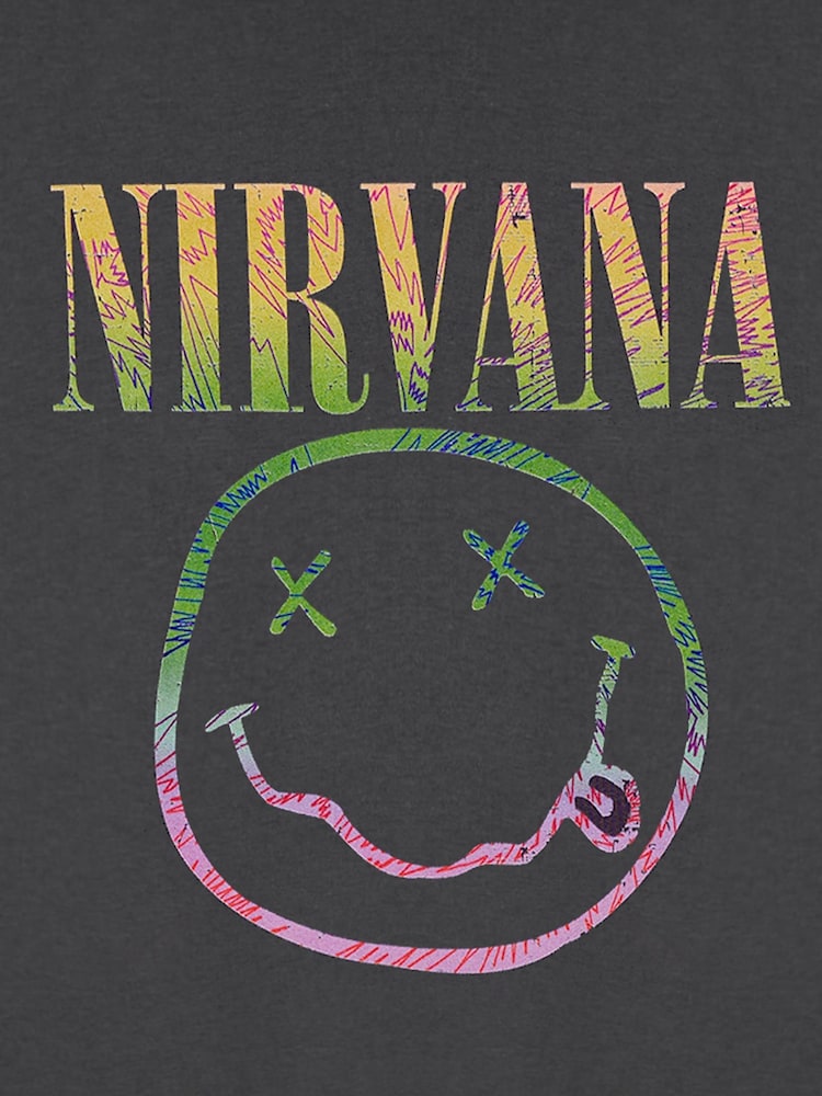 Vanilla Underground Grey Womens Nirvana Licensed Crop 100% Cotton T-Shirt - Image 6 of 6