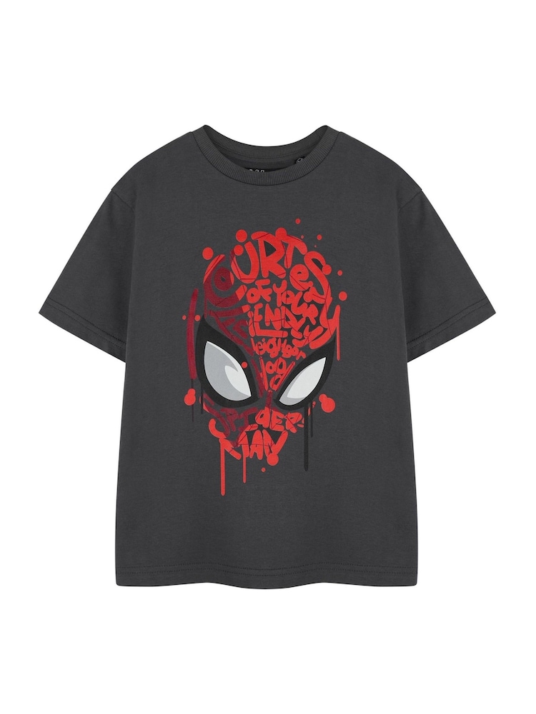Vanilla Underground Grey Boys Marvel Spiderman Licensed 100% Cotton T-Shirt - Image 1 of 6