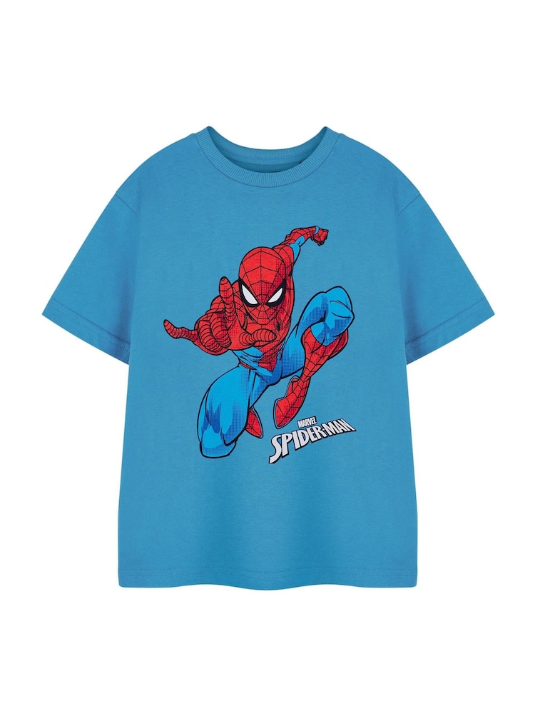 Vanilla Underground Blue Boys Marvel Spiderman Licensed 100% Cotton T-Shirt - Image 1 of 6