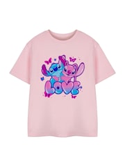 Vanilla Underground Pink Girls Stitch Disney Licensed 100% Cotton T-Shirt - Image 1 of 6