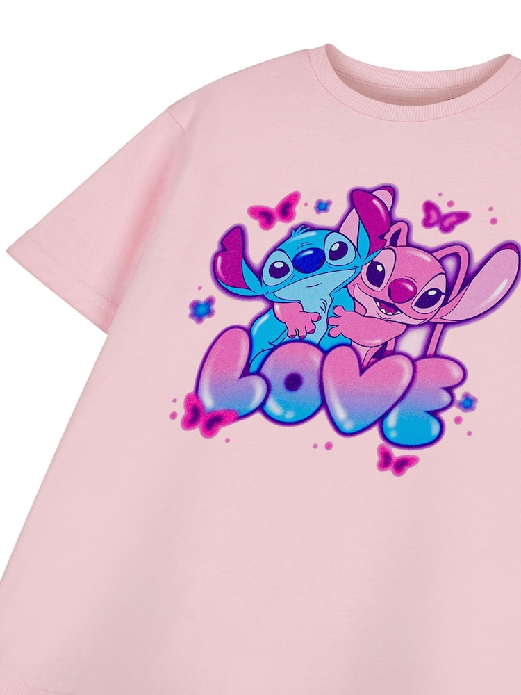 Vanilla Underground Pink Girls Stitch Disney Licensed 100% Cotton T-Shirt - Image 5 of 6