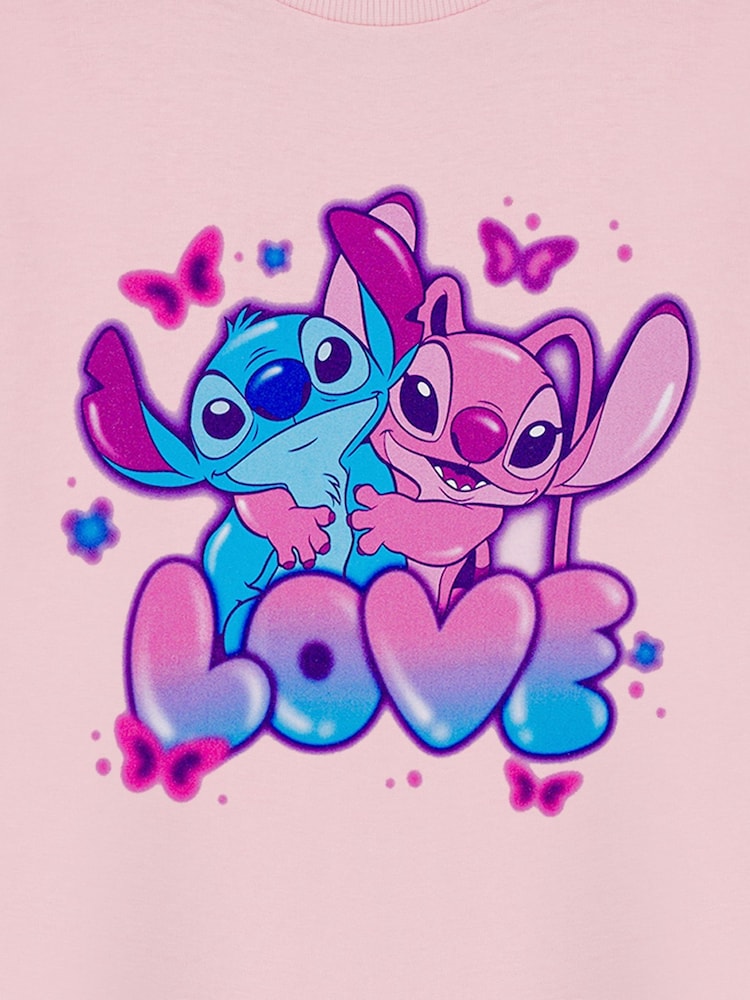Vanilla Underground Pink Girls Stitch Disney Licensed 100% Cotton T-Shirt - Image 6 of 6