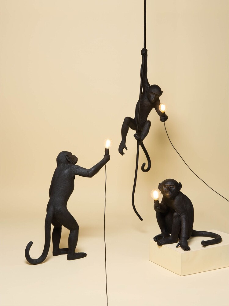 Seletti Black Monkey Ceiling Light with Rope - Image 1 of 5