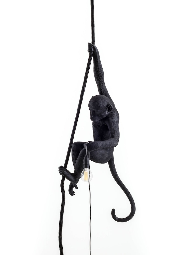 Seletti Black Monkey Ceiling Light with Rope - Image 2 of 5