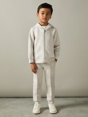 Reiss Cement Harrison 13-14 yrs Zipped Interlock-Jersey Hoodie - Image 3 of 4