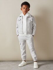 Reiss Grey Melange Carmello 3-9 yrs Textured Cotton Blend Jacket - Image 1 of 4