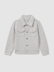 Reiss Grey Melange Carmello 3-9 yrs Textured Cotton Blend Jacket - Image 2 of 4