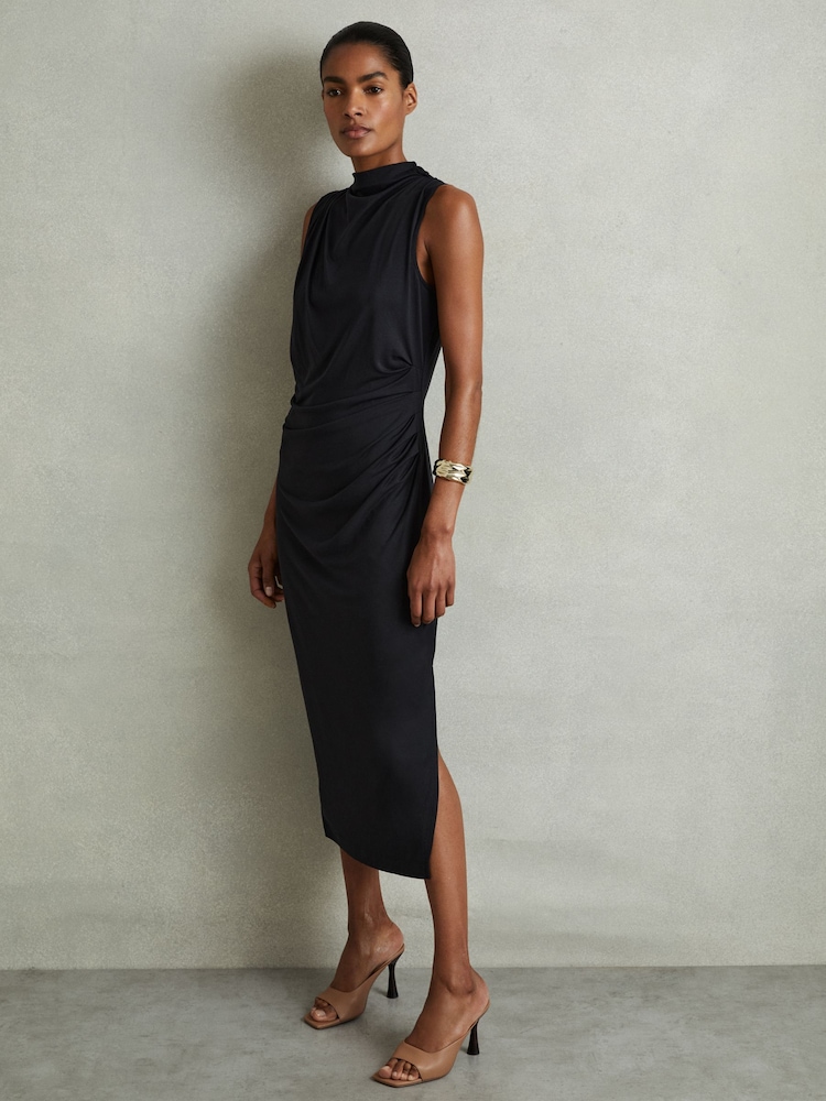 Vestido a media pierna fruncido de mezcla de modal Beaux de Reiss - Imagen 1 de 5 Vestido a media pierna fruncido de mezcla de modal Beaux de Reiss - Imagen 1 de 5
