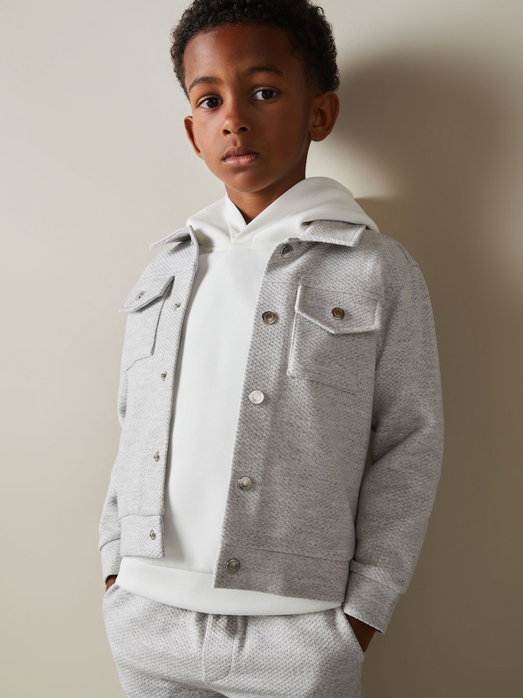 Gris mezcla - Reiss Carmello Textured Cotton Blend Jacket - Imagen 1 de 4