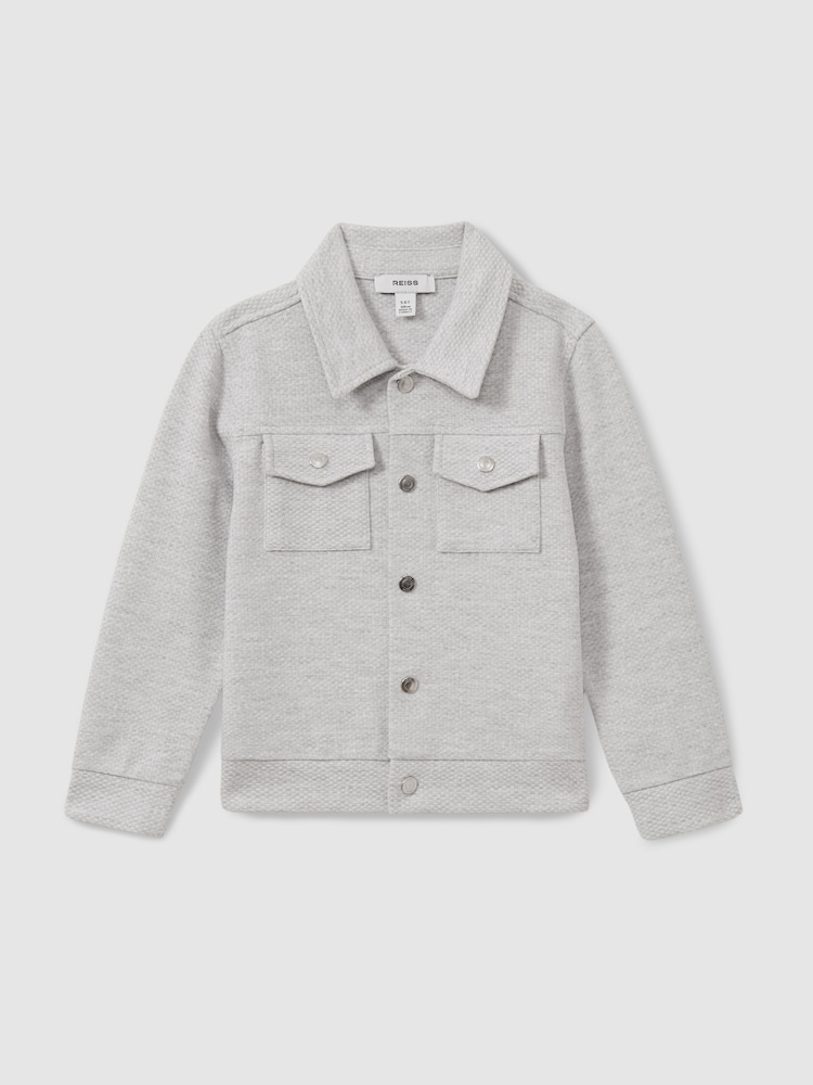 Gris mezcla - Reiss Carmello Textured Cotton Blend Jacket - Imagen 2 de 4