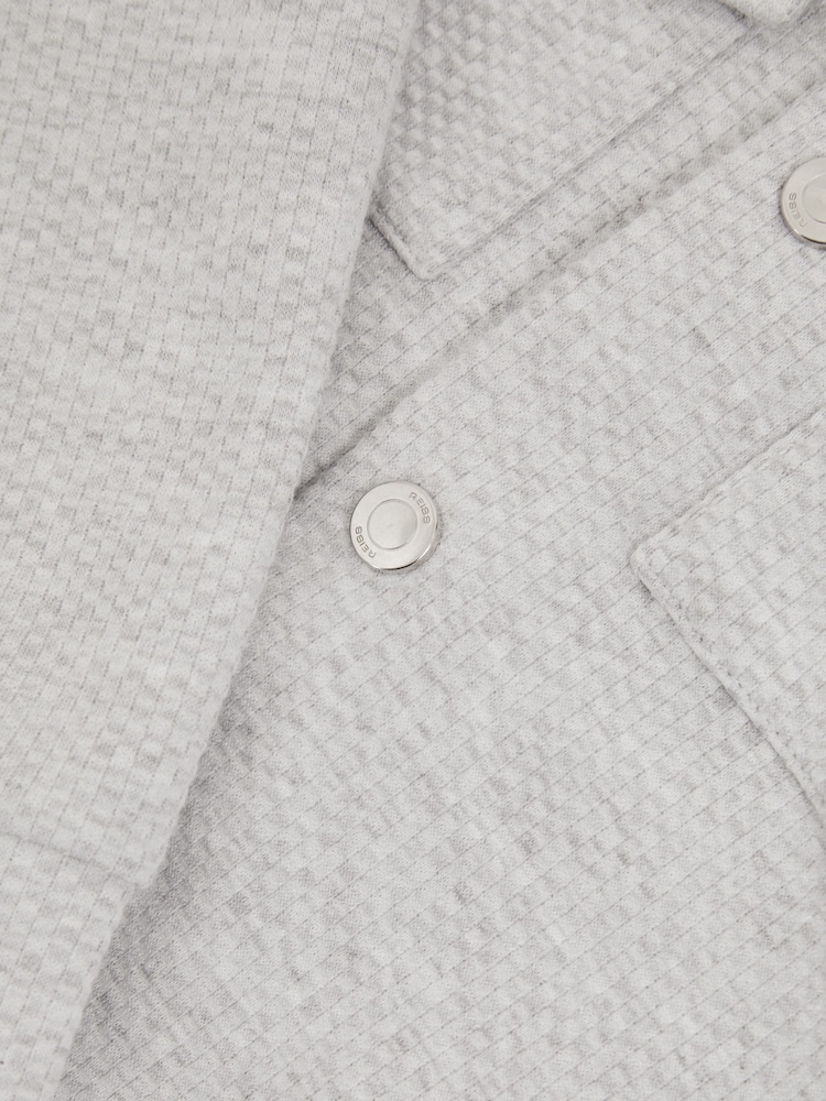 Gris mezcla - Reiss Carmello Textured Cotton Blend Jacket - Imagen 4 de 4