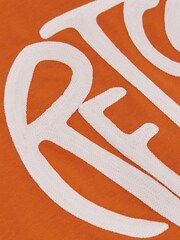 Reiss Burnt Orange/Off White Alva 13-14 yrs Oversized Cotton Embroidered T-Shirt - Image 2 of 3