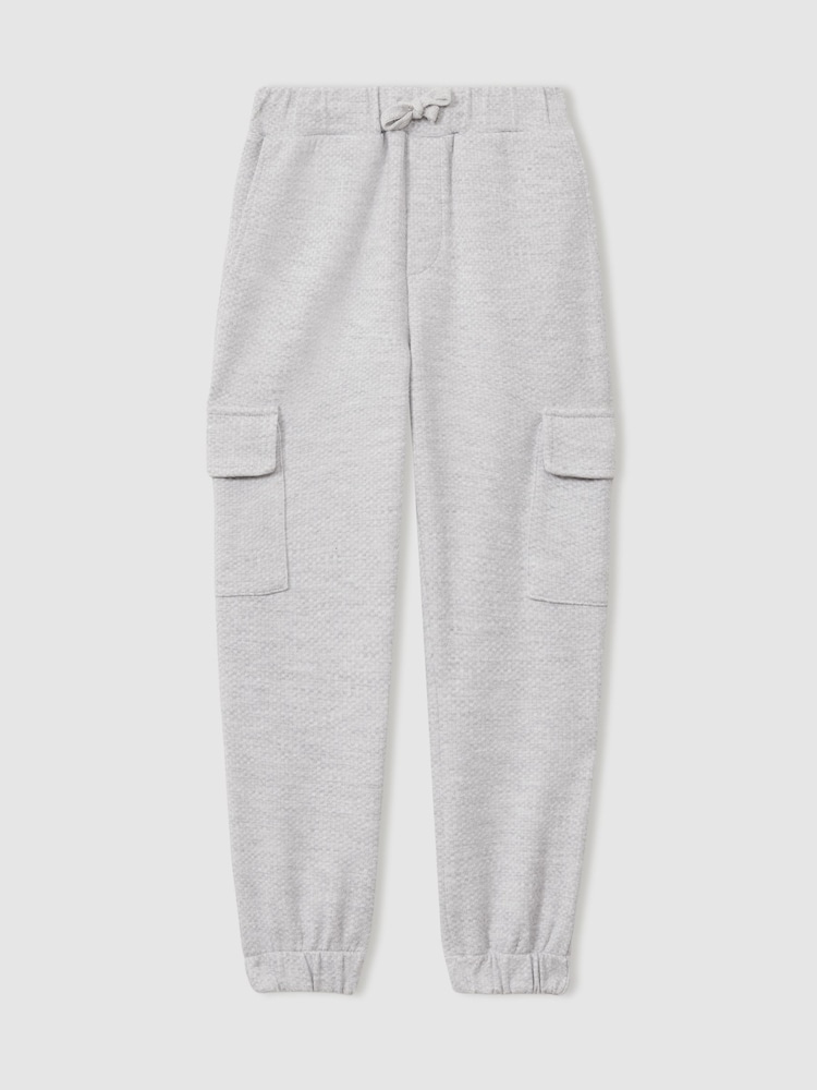 Reiss Grey Arzin 9-13 yrs Textured Cotton Blend Drawstring Joggers - Image 1 of 1