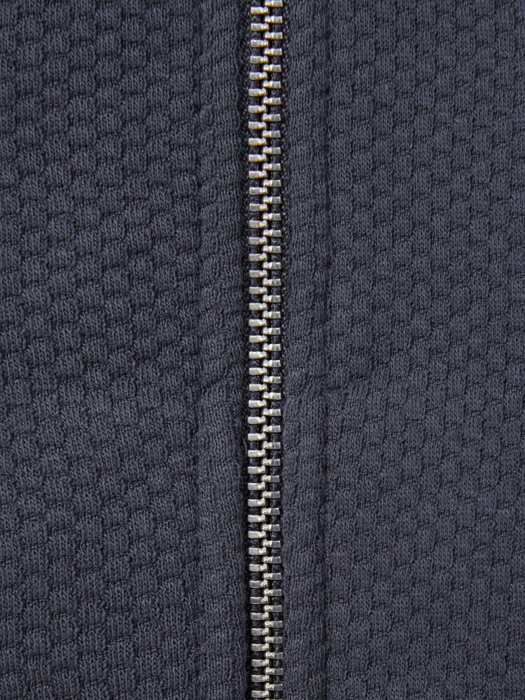 Reiss Steel Blue Vark 13-14 yrs Cotton Blend Textured Zip-Front Hoodie - Image 4 of 4 Reiss Steel Blue Vark 13-14 yrs Cotton Blend Textured Zip-Front Hoodie - Image 4 of 4