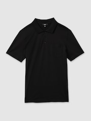 Reiss Black Austin Mercerised Cotton Polo Shirt - Image 2 of 5