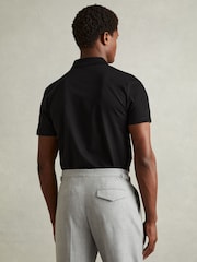 Reiss Black Austin Mercerised Cotton Polo Shirt - Image 4 of 5