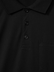 Reiss Black Austin Mercerised Cotton Polo Shirt - Image 5 of 5