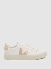 Veja Leather Metallic Logo Trainers - Image 1 of 4