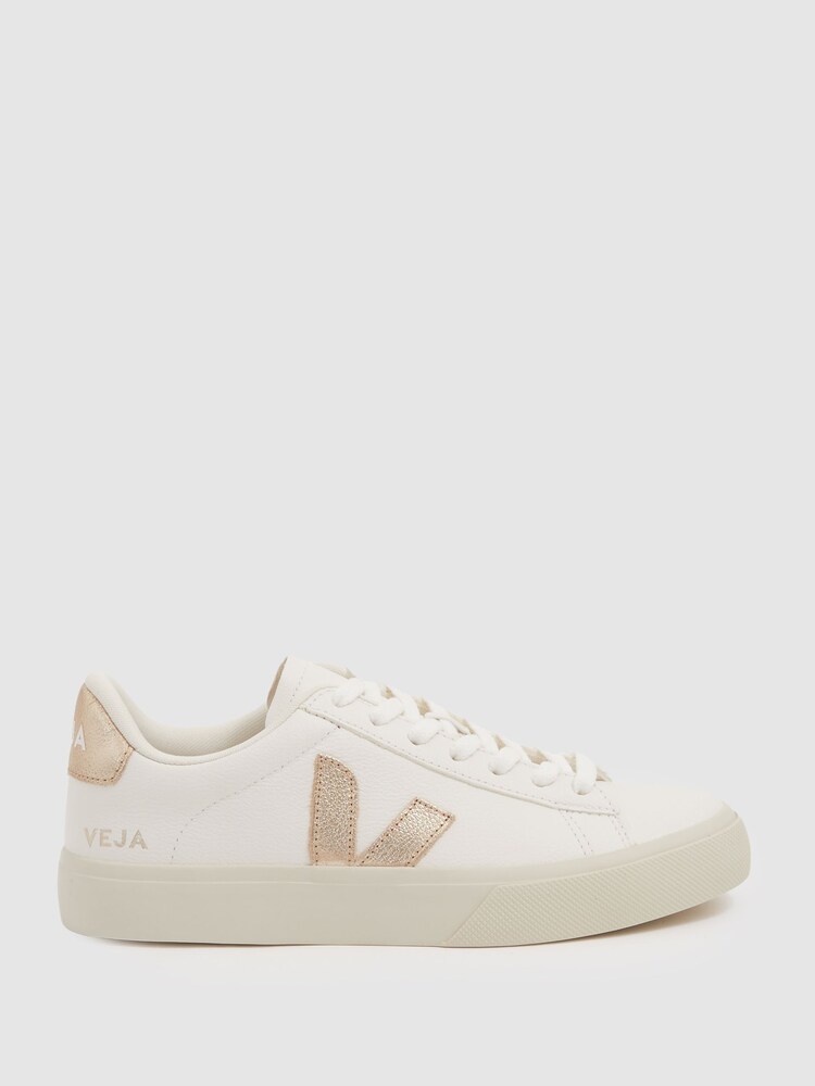 Veja Leather Metallic Logo Trainers - Image 1 of 4