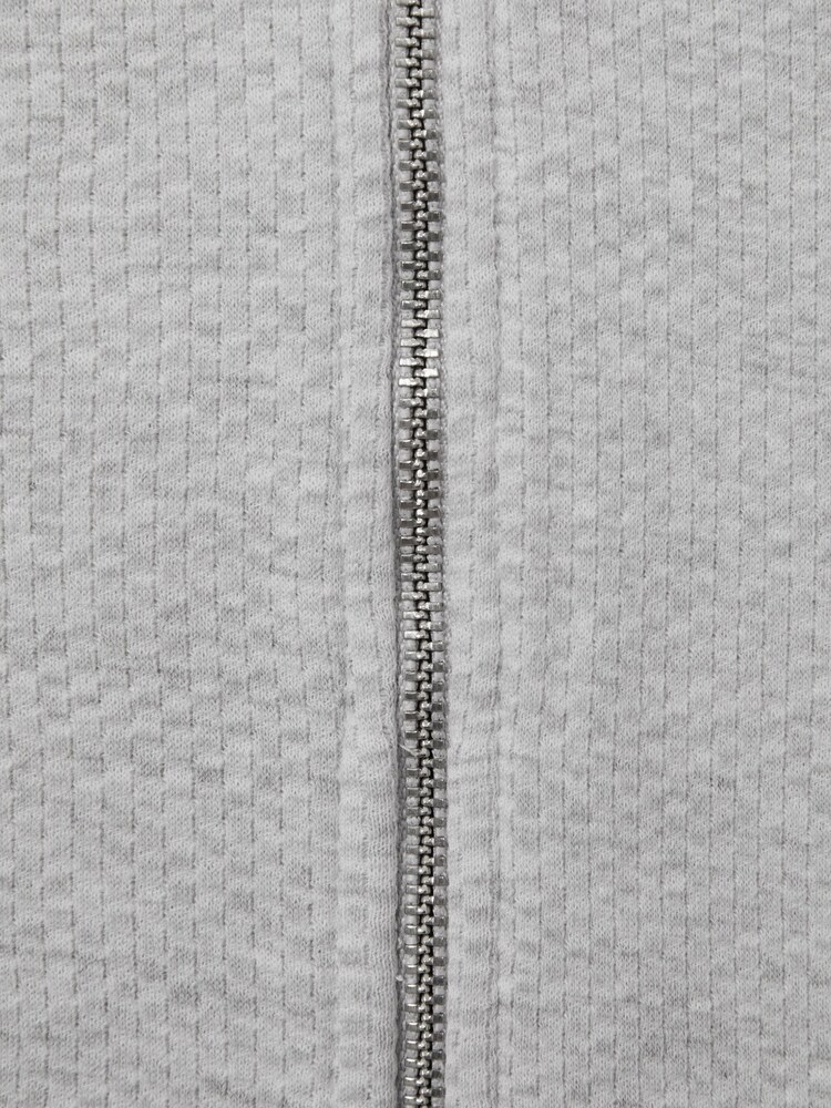 Gris mezcla - Reiss Vark Cotton Blend Textured Zip-Front Hoodie - Imagen 4 de 4