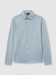 Reiss Soft Blue King Mercerised Cotton Jersey Shirt - Image 2 of 5
