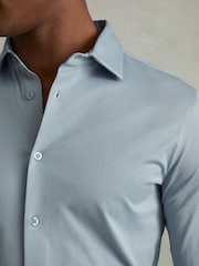 Reiss Soft Blue King Mercerised Cotton Jersey Shirt - Image 3 of 5