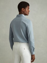 Reiss Soft Blue King Mercerised Cotton Jersey Shirt - Image 4 of 5