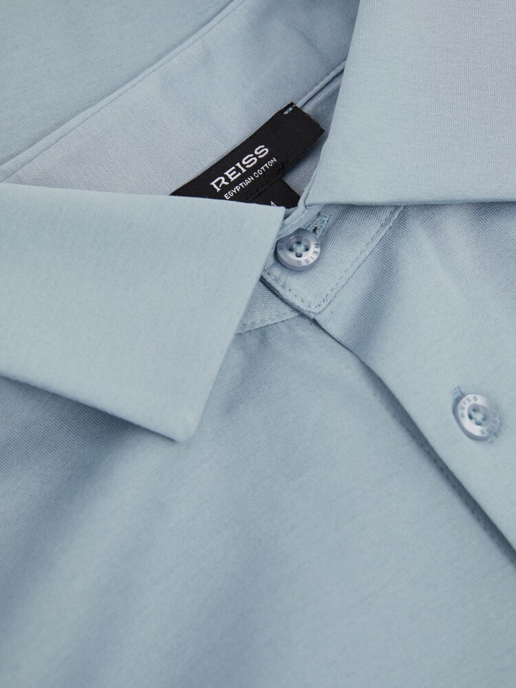 Reiss Soft Blue King Mercerised Cotton Jersey Shirt - Image 5 of 5