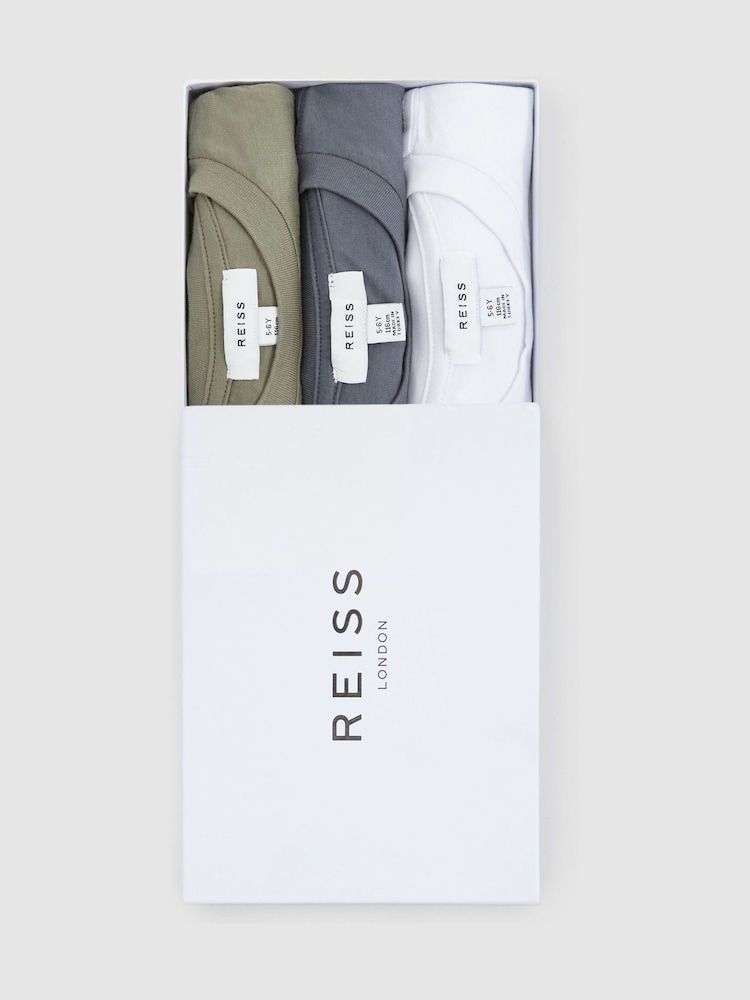 Reiss White/Lichen Green/Steel Blue Bless 3 Pack 13-14 yrs Three Pack Of Crew Neck T-Shirts - Image 1 of 6