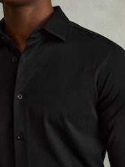Reiss Black King Mercerised Cotton Jersey Shirt - Image 3 of 5