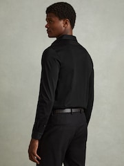 Reiss Black King Mercerised Cotton Jersey Shirt - Image 4 of 5