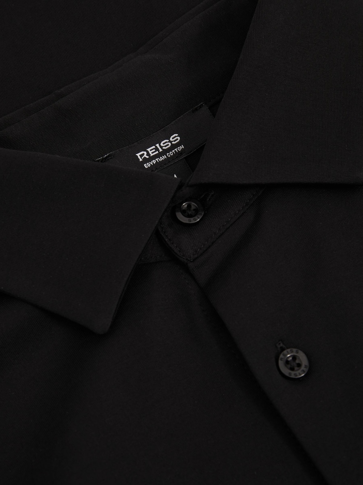 Reiss Black King Mercerised Cotton Jersey Shirt - Image 5 of 5