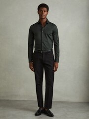 ירוק אמרלד  - Reiss חולצת ג'רזי מכותנה ממורצרת, דגם King - Image 1 of 6
