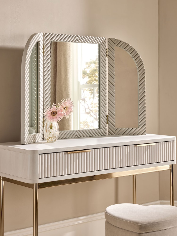 Light Grey Valencia Solid Mango Mirror Dressing Table - Image 1 of 3 Light Grey Valencia Solid Mango Mirror Dressing Table - Image 1 of 3