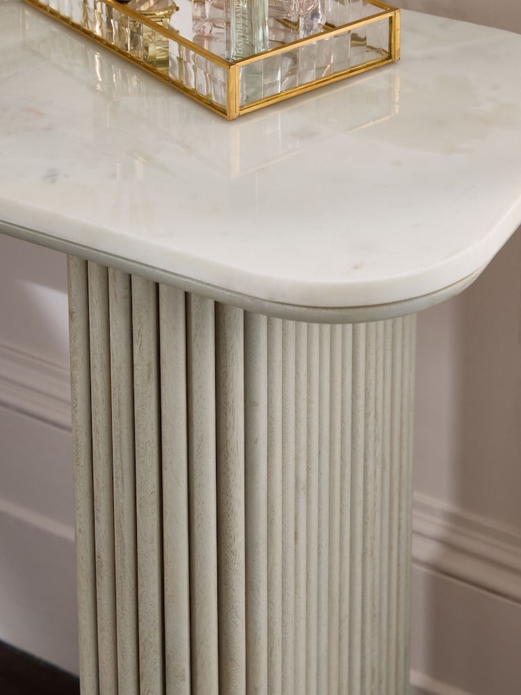 Light Grey Valencia Console Solid Mango Wood Dressing Table - Image 3 of 8
