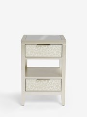 Silver Cora Leopard Print Glass 2 Drawer Slim Bedside Table - Image 5 of 8