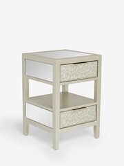 Silver Cora Leopard Print Glass 2 Drawer Slim Bedside Table - Image 6 of 8