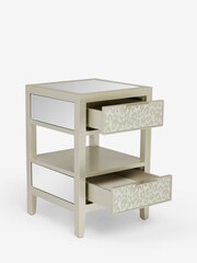 Silver Cora Leopard Print Glass 2 Drawer Slim Bedside Table - Image 7 of 8